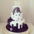 Cake design Cinéma en noire & blanc Audrey Hepburn